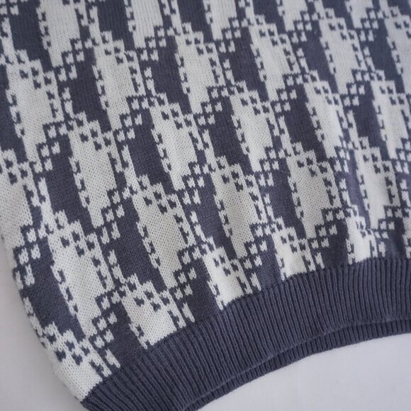 Vintage '90S Capricorn Gray White Artsy Eclectic Grandpa Crewneck Sweater Large - Picture 6 of 9